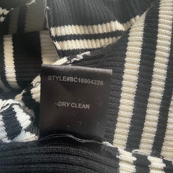 Kendall & Kylie Stretch Knit Bodycon Sweater Dress Preppy Stripe Black White L - Picture 8 of 10